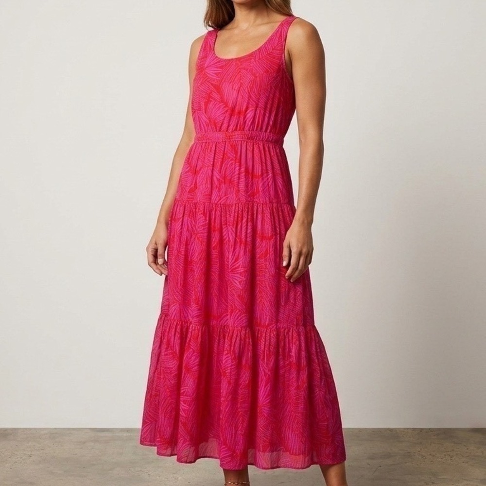 Tiered Prariecore Luxury Maxi Dress‎ 4 Pink Print Tommy Hilfiger